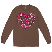 Chestnut breast cancer ribbon heart Long Sleeve Tee - AdoDesignShop