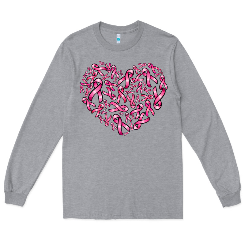 Breast Cancer Ribbon Heart Long Sleeve Tee by AdoDesignShop | Teevron