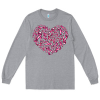 Heather Grey breast cancer ribbon heart Long Sleeve Tee - AdoDesignShop