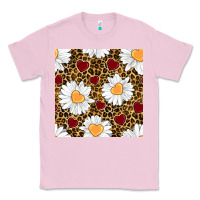 Bubblegum Pink valentines day daisy and leopard seamless pattern Classic Tee - BundleAndBundleShop