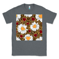Charcoal Heather valentines day daisy and leopard seamless pattern Classic Tee - BundleAndBundleShop