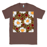 Chestnut valentines day daisy and leopard seamless pattern Classic Tee - BundleAndBundleShop