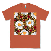 Copper valentines day daisy and leopard seamless pattern Classic Tee - BundleAndBundleShop