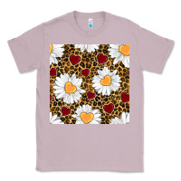 Lilac valentines day daisy and leopard seamless pattern Classic Tee - BundleAndBundleShop