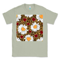 Matcha valentines day daisy and leopard seamless pattern Classic Tee - BundleAndBundleShop