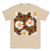 Mushroom valentines day daisy and leopard seamless pattern Classic Tee - BundleAndBundleShop