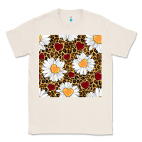Natural valentines day daisy and leopard seamless pattern Classic Tee - BundleAndBundleShop