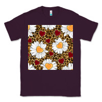Plum valentines day daisy and leopard seamless pattern Classic Tee - BundleAndBundleShop