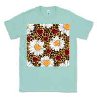 Seafoam valentines day daisy and leopard seamless pattern Classic Tee - BundleAndBundleShop