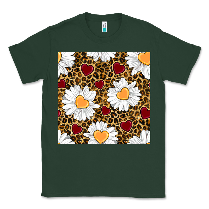 Valentines Day Daisy And Leopard Seamless Pattern Classic Tee by BundleAndBundleShop | Teevron