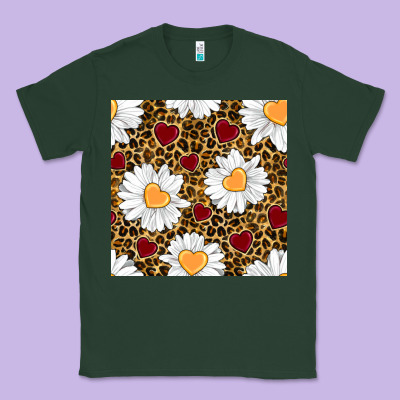 Valentines Day Daisy And Leopard Seamless Pattern Classic Tee Designed By Bundleandbundleshop