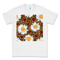 White valentines day daisy and leopard seamless pattern Classic Tee - BundleAndBundleShop