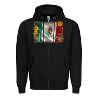 Black mexico flag sunflower cactus Zipper Hoodie - AdoDesignShop