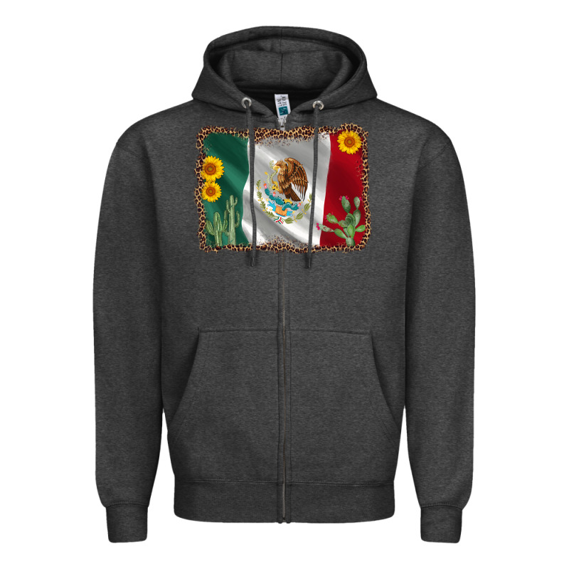 Mexico Flag Sunflower Cactus Zipper Hoodie by AdoDesignShop | Teevron