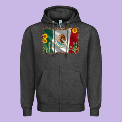 Mexico Flag Sunflower Cactus Zipper Hoodie Designed By Adodesignshop