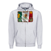 Heather Grey mexico flag sunflower cactus Zipper Hoodie - AdoDesignShop