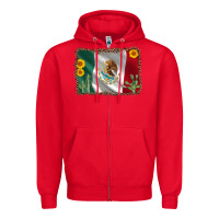 Red mexico flag sunflower cactus Zipper Hoodie - AdoDesignShop