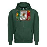 Sports Green mexico flag sunflower cactus Zipper Hoodie - AdoDesignShop