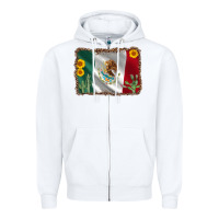 White mexico flag sunflower cactus Zipper Hoodie - AdoDesignShop