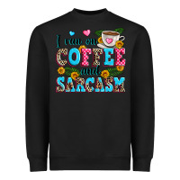 Black i run on coffee and sarcasm Heavyweight Sweatshirt - Zillion Design Studio