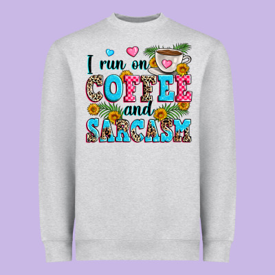 I Run On Coffee And Sarcasm Heavyweight Sweatshirt Designed By Zillion Design Studio
