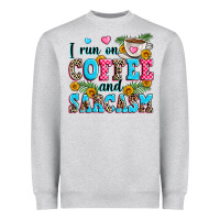 Heather Grey i run on coffee and sarcasm Heavyweight Sweatshirt - Zillion Design Studio