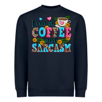 Navy i run on coffee and sarcasm Heavyweight Sweatshirt - Zillion Design Studio