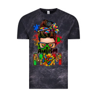 Cloud Black autism mom messy bun Vintage Tee - Zillion Design Studio