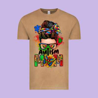 Autism Mom Messy Bun Vintage Tee Designed By Zillion Design Studio
