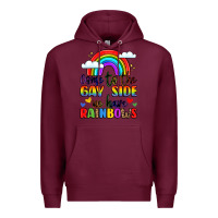 Burgundy come to the gay side we have rainbows Premium Hoodie - LillyAllenDesigns