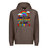 Coffee come to the gay side we have rainbows Premium Hoodie - LillyAllenDesigns