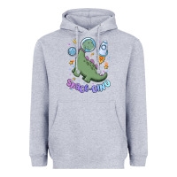 Heather Grey space dino Heavyweight Hoodie - MaliasSmallBusiness