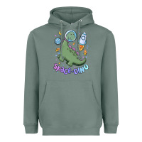 Sage space dino Heavyweight Hoodie - MaliasSmallBusiness