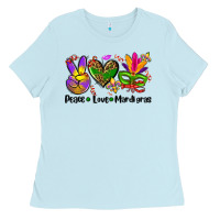 Baby Blue peace love  mardi gras Ladies Tee - AdoDesignShop