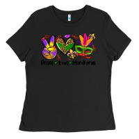 Black peace love  mardi gras Ladies Tee - AdoDesignShop