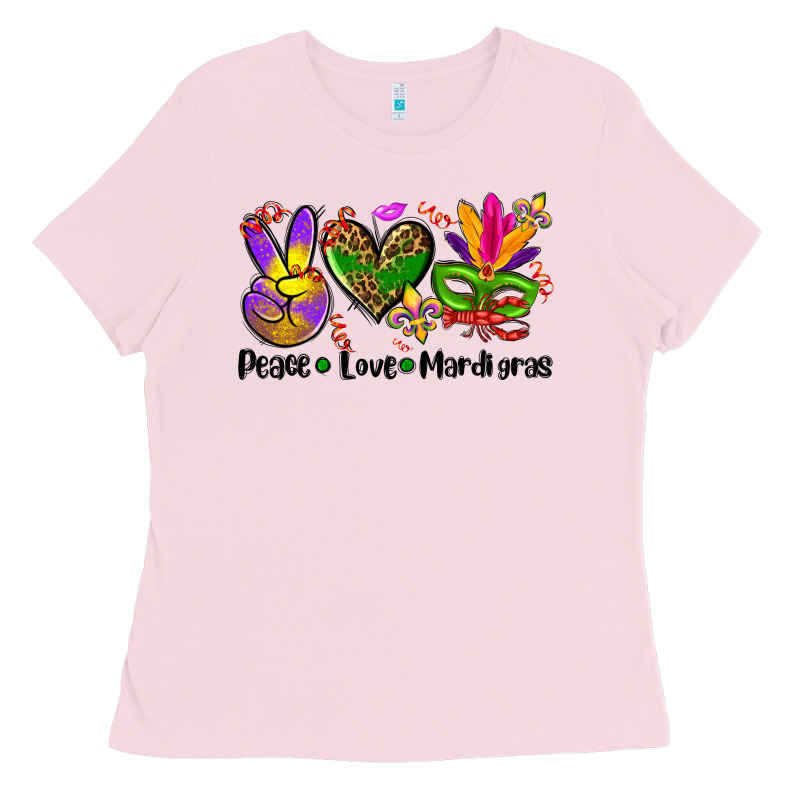 Peace Love  Mardi Gras Ladies Tee by AdoDesignShop | Teevron