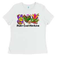 White peace love  mardi gras Ladies Tee - AdoDesignShop