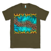 Army Green leopard turquoise sunflower Classic Tee - JahusDesignShop