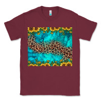 Burgundy leopard turquoise sunflower Classic Tee - JahusDesignShop