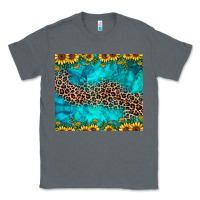 Charcoal Heather leopard turquoise sunflower Classic Tee - JahusDesignShop