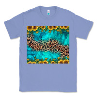 Colony Blue leopard turquoise sunflower Classic Tee - JahusDesignShop