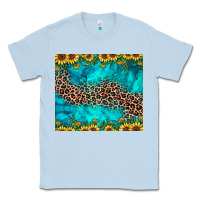 Dusty Blue leopard turquoise sunflower Classic Tee - JahusDesignShop