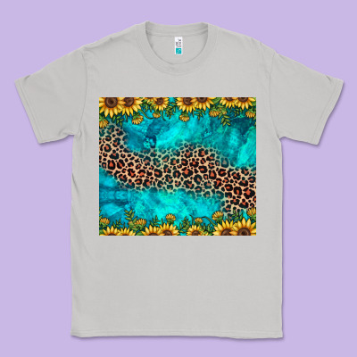 Leopard Turquoise Sunflower Classic Tee Designed By Jahusdesignshop