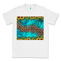 White leopard turquoise sunflower Classic Tee - JahusDesignShop
