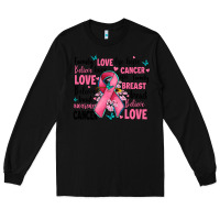 Black breast cancer ribbons with cancer words Long Sleeve Tee - AdoDesignShop