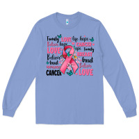 Colony Blue breast cancer ribbons with cancer words Long Sleeve Tee - AdoDesignShop