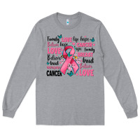 Heather Grey breast cancer ribbons with cancer words Long Sleeve Tee - AdoDesignShop