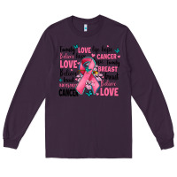Plum breast cancer ribbons with cancer words Long Sleeve Tee - AdoDesignShop