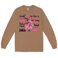 Toasted Coconut breast cancer ribbons with cancer words Long Sleeve Tee - AdoDesignShop