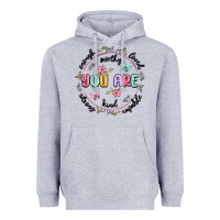 Heather Grey you are enough Heavyweight Hoodie - MaliasSmallBusiness